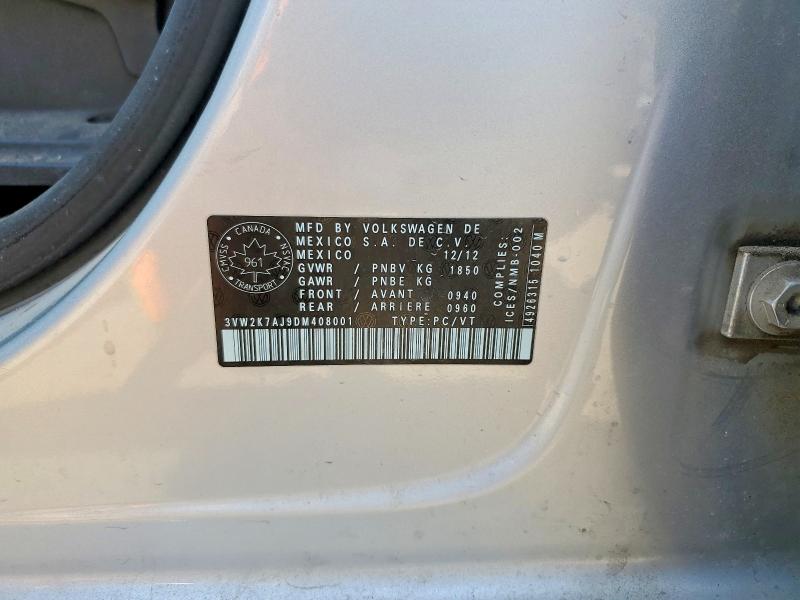 Продаж на аукціоні авто 2013 Volkswagen Jetta, vin: 3VW2K7AJ9DM408001, номер лоту: 52171306