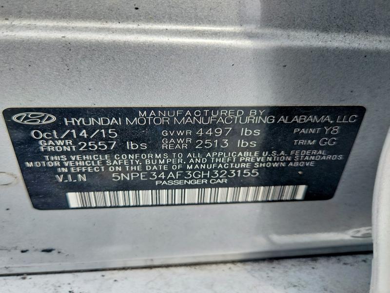 Aukcja sprzedaży 2016 Hyundai Sonata, vin: 5NPE34AF3GH323155, numer aukcji: 54140226
