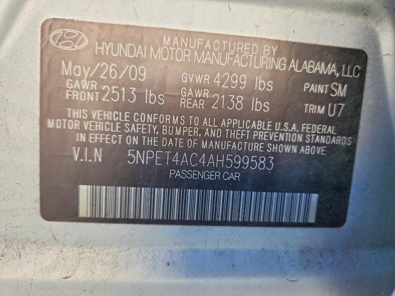 Продажа на аукционе авто 2010 Hyundai Sonata, vin: 5NPET4AC4AH599583, номер лота: 53661496