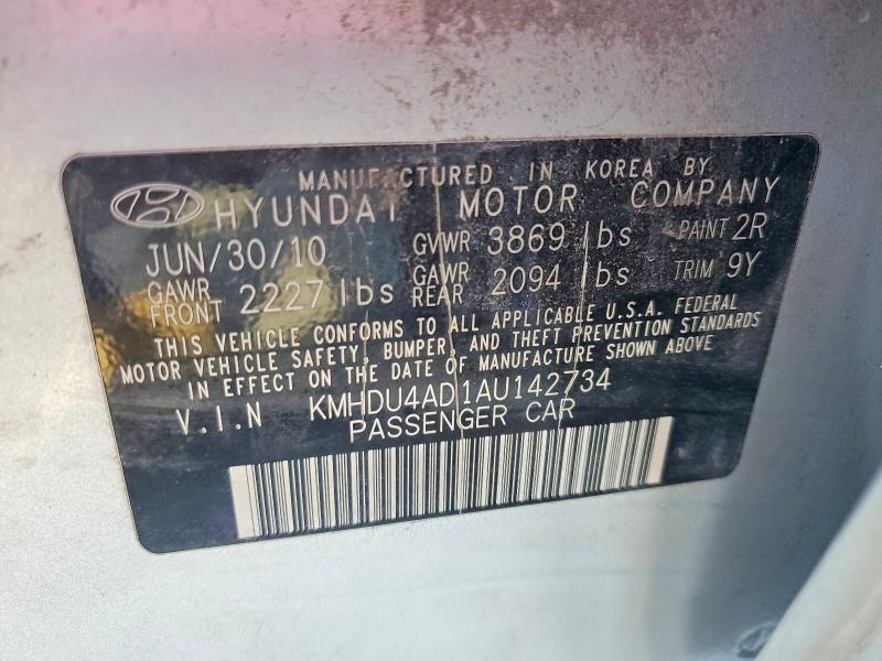 Aukcja sprzedaży 2010 Hyundai Elantra, vin: KMHDU4AD1AU142734, numer aukcji: 52458726