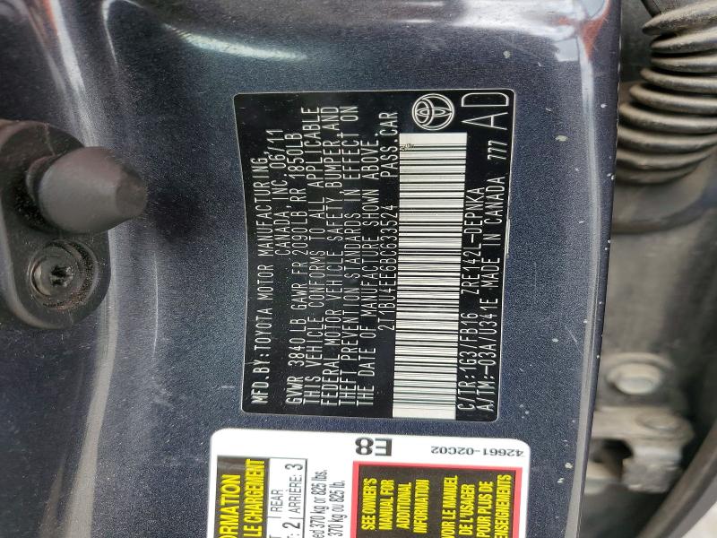 54402186 :رقم المزاد ، 2T1BU4EE6BC633524 vin ، 2011 Toyota Corolla مزاد بيع