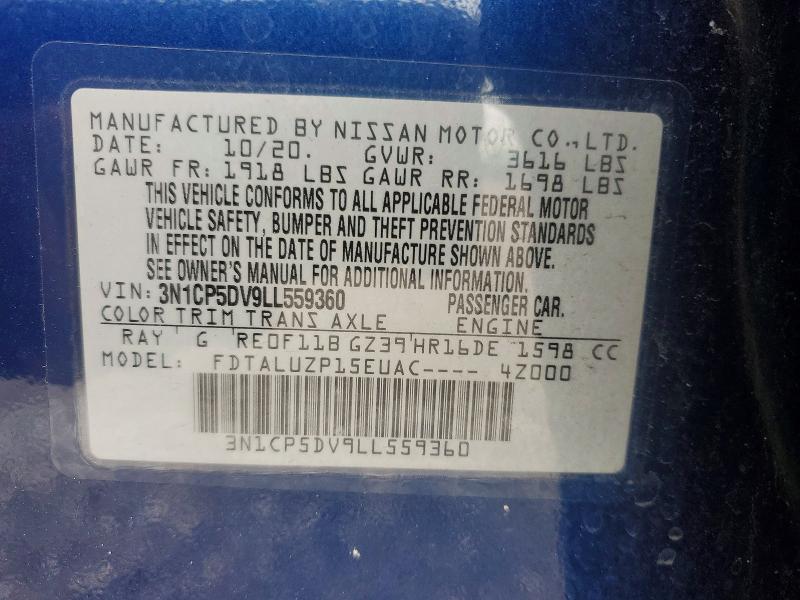 Продаж на аукціоні авто 2020 Nissan Kicks, vin: 3N1CP5DV9LL559360, номер лоту: 54588156