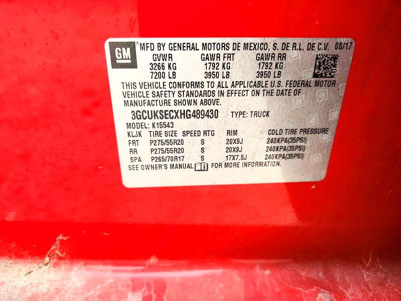 2017 Chevrolet Silverado მანქანა იყიდება აუქციონზე, vin: 3GCUKSECXHG489430, აუქციონის ნომერი: 52517776