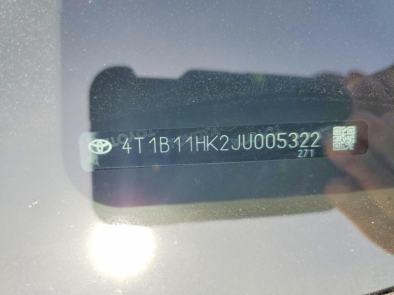 2018 Toyota Camry მანქანა იყიდება აუქციონზე, vin: 4T1B11HK2JU005322, აუქციონის ნომერი: 53047696