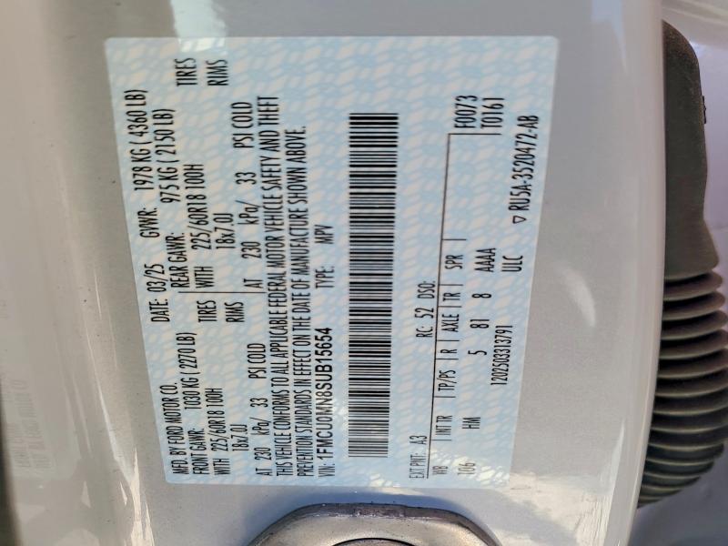 53373956 :رقم المزاد ، 1FMCU0MN8SUB15654 vin ، 2025 Ford Escape مزاد بيع