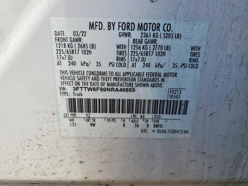 Продажа на аукционе авто 2022 Ford Maverick, vin: 3FTTW8F90NRA46869, номер лота: 53400036
