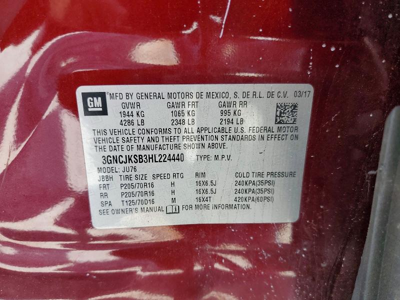 Продажа на аукционе авто 2017 Chevrolet Trax, vin: 3GNCJKSB3HL224440, номер лота: 54861816