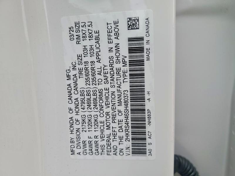Продаж на аукціоні авто 2025 Honda Cr-v, vin: 2HKRS4H46SH480373, номер лоту: 52615146