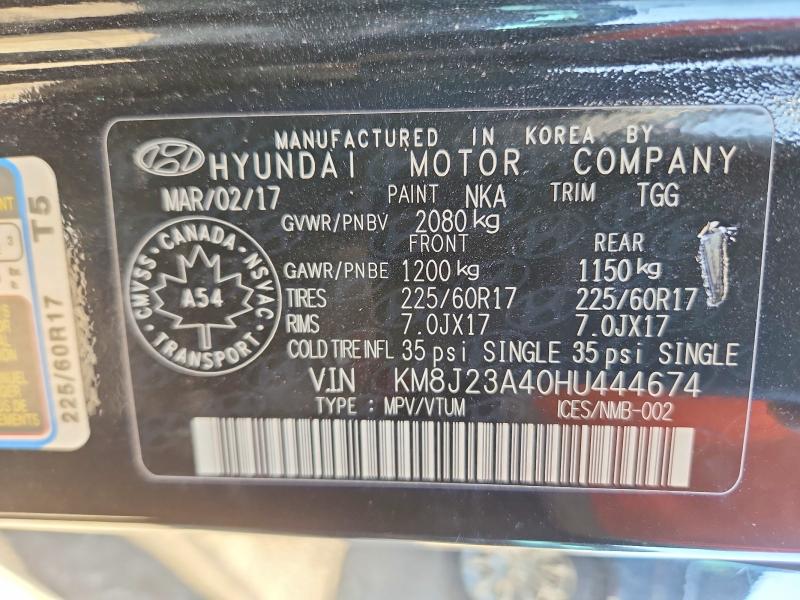 Aukcja sprzedaży 2017 Hyundai Tucson, vin: KM8J23A40HU444674, numer aukcji: 52942156