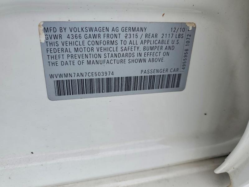Продажа на аукционе авто 2012 Volkswagen Cc, vin: WVWMN7AN7CE503974, номер лота: 53279446