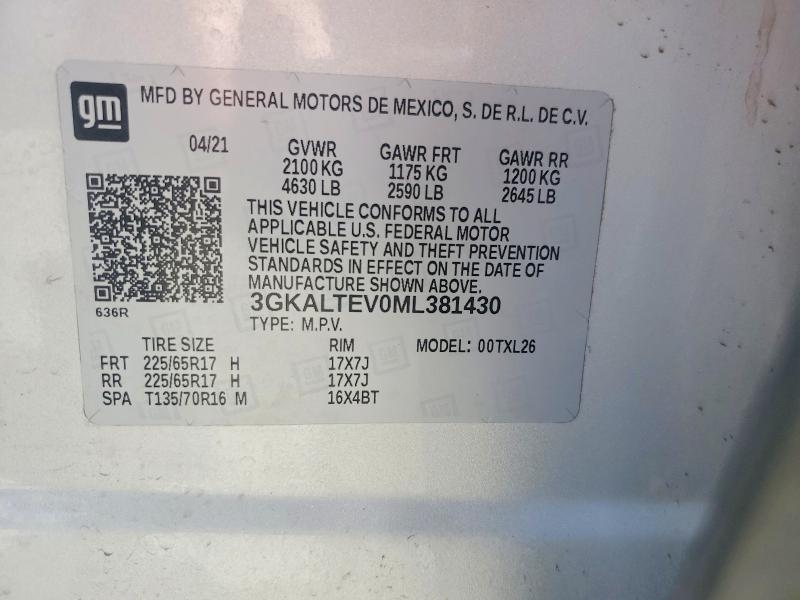 Aukcja sprzedaży 2021 Gmc Terrain, vin: 3GKALTEV0ML381430, numer aukcji: 53467866