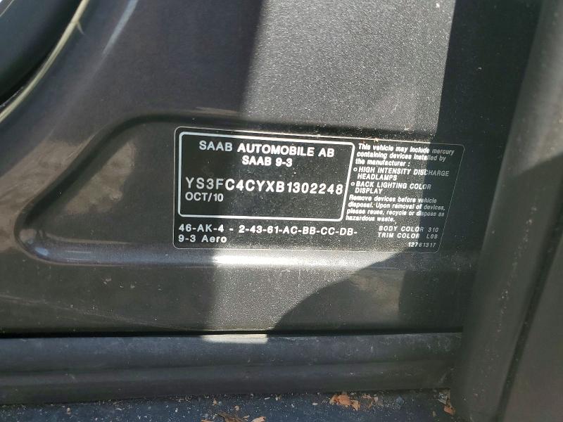 Продаж на аукціоні авто 2011 Saab 9-3, vin: YS3FC4CYXB1302248, номер лоту: 52711126