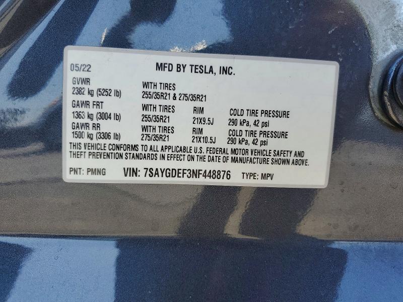 Продаж на аукціоні авто 2022 Tesla Model Y, vin: 7SAYGDEF3NF448876, номер лоту: 52701126