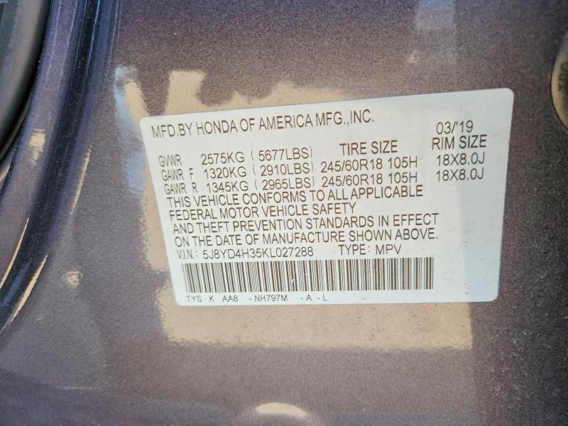 Продажа на аукционе авто 2019 Acura Mdx, vin: 5J8YD4H35KL027288, номер лота: 54520386