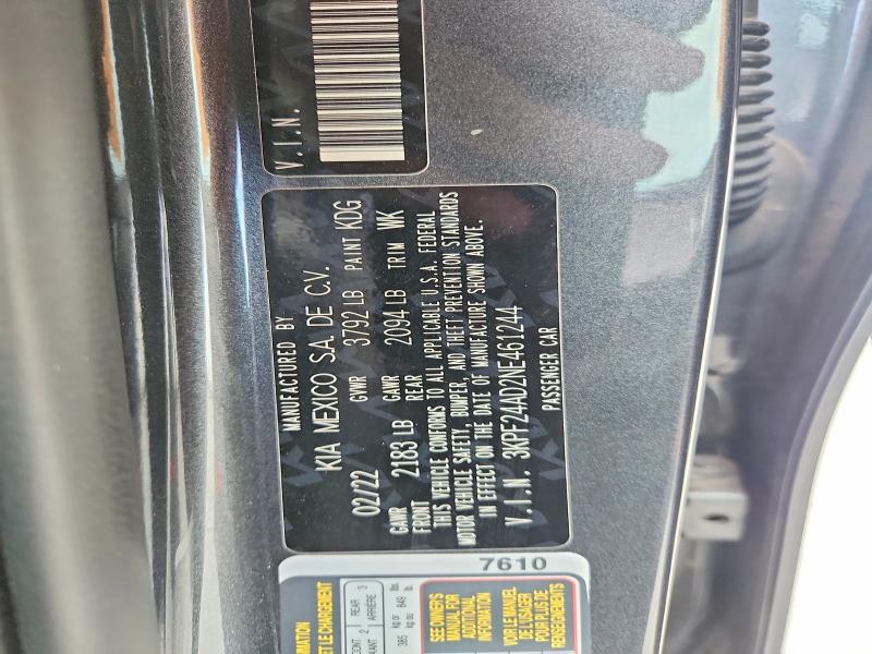 Продаж на аукціоні авто 2022 Kia Forte, vin: 3KPF24AD2NE461244, номер лоту: 54532186