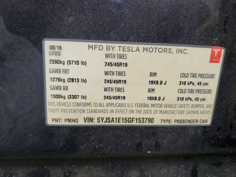 Aukcja sprzedaży 2016 Tesla Model S, vin: 5YJSA1E15GF153790, numer aukcji: 52766856