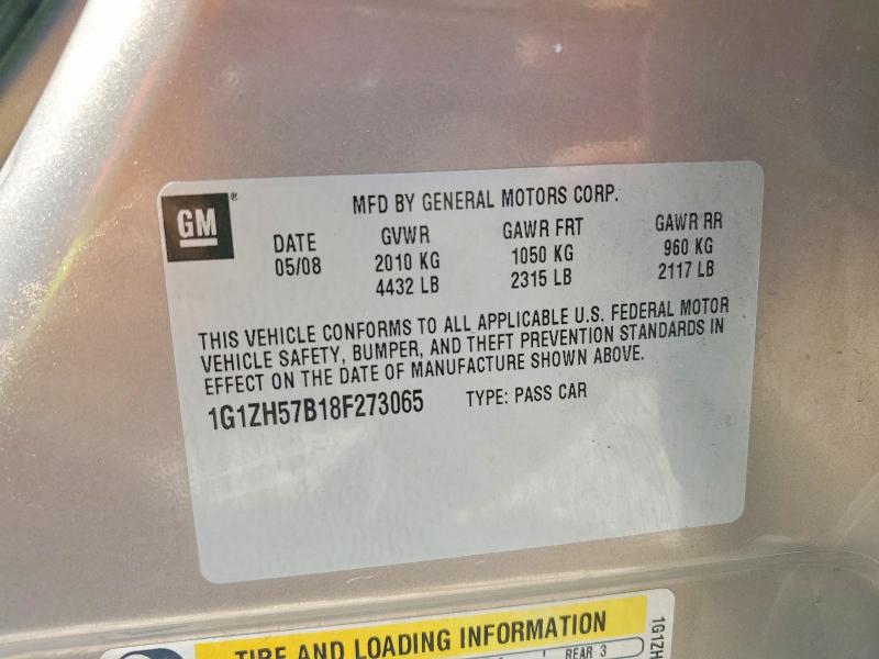 2008 Chevrolet Malibu მანქანა იყიდება აუქციონზე, vin: 1G1ZH57B18F273065, აუქციონის ნომერი: 54325746
