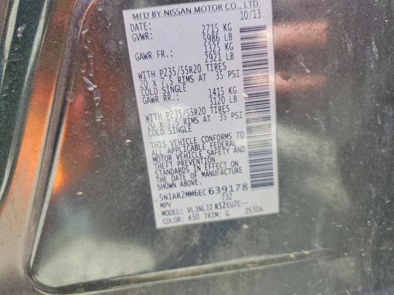 53964906 :رقم المزاد ، 5N1AR2MM6EC639178 vin ، 2014 Nissan Pathfinder مزاد بيع