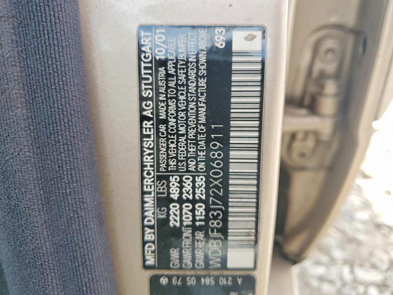 2002 Mercedes-benz E მანქანა იყიდება აუქციონზე, vin: WDBJF83J72X068911, აუქციონის ნომერი: 53769986