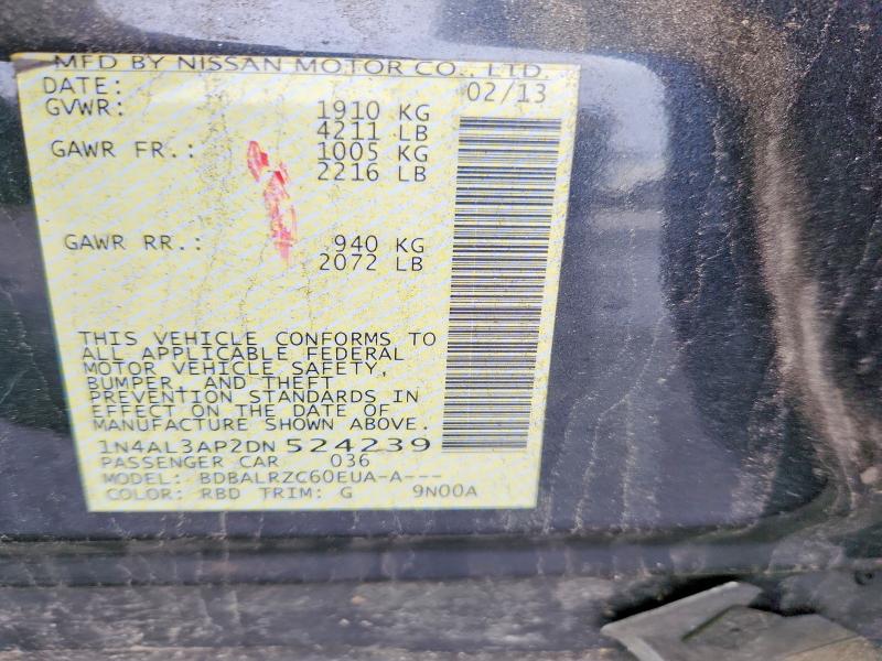2013 Nissan Altima მანქანა იყიდება აუქციონზე, vin: 1N4AL3AP2DN524239, აუქციონის ნომერი: 53377176