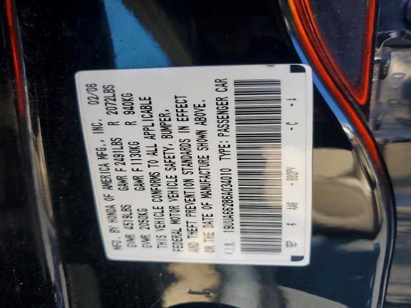 Продаж на аукціоні авто 2006 Acura 3.2tl, vin: 19UUA66286A034010, номер лоту: 53395326