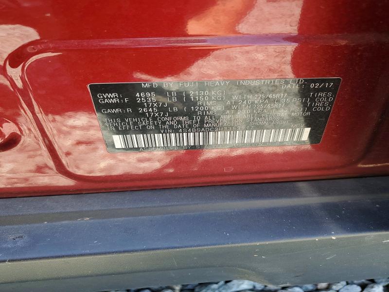 Продаж на аукціоні авто 2017 Subaru Outback, vin: 4S4BSADC3H3353917, номер лоту: 52455856