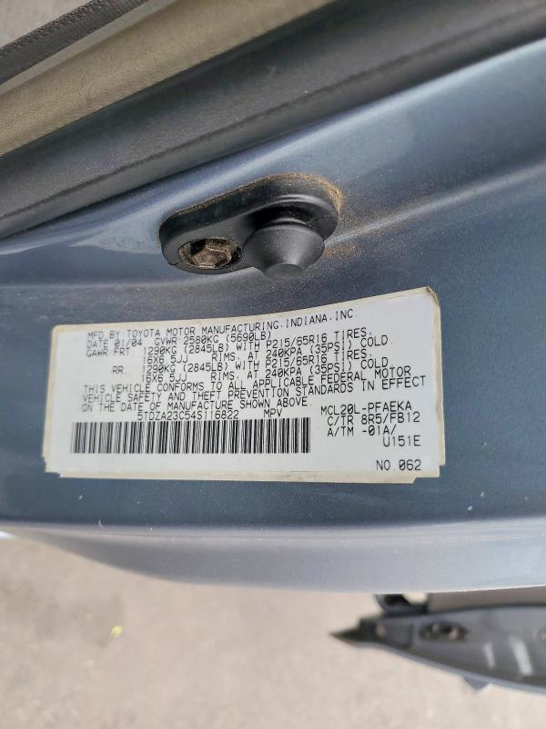 Продаж на аукціоні авто 2004 Toyota Sienna, vin: 5TDZA23C54S116822, номер лоту: 52921126