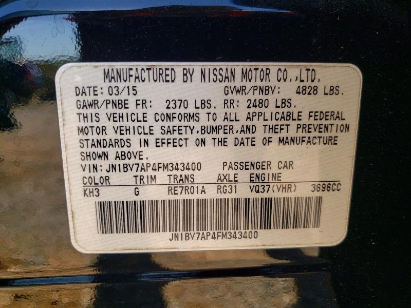 54194206 :رقم المزاد ، JN1BV7AP4FM343400 vin ، 2015 Infiniti Q50 مزاد بيع