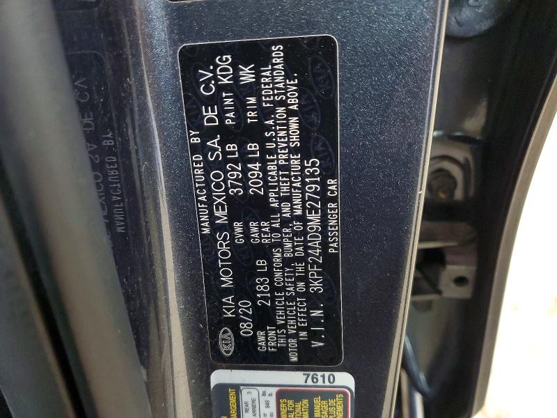 2021 Kia Forte მანქანა იყიდება აუქციონზე, vin: 3KPF24AD9ME279135, აუქციონის ნომერი: 52813006