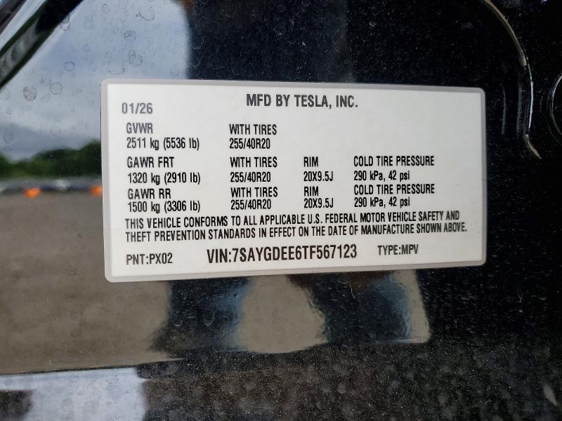 53417936 :رقم المزاد ، 7SAYGDEE6TF567123 vin ، 2026 Tesla Model Y مزاد بيع