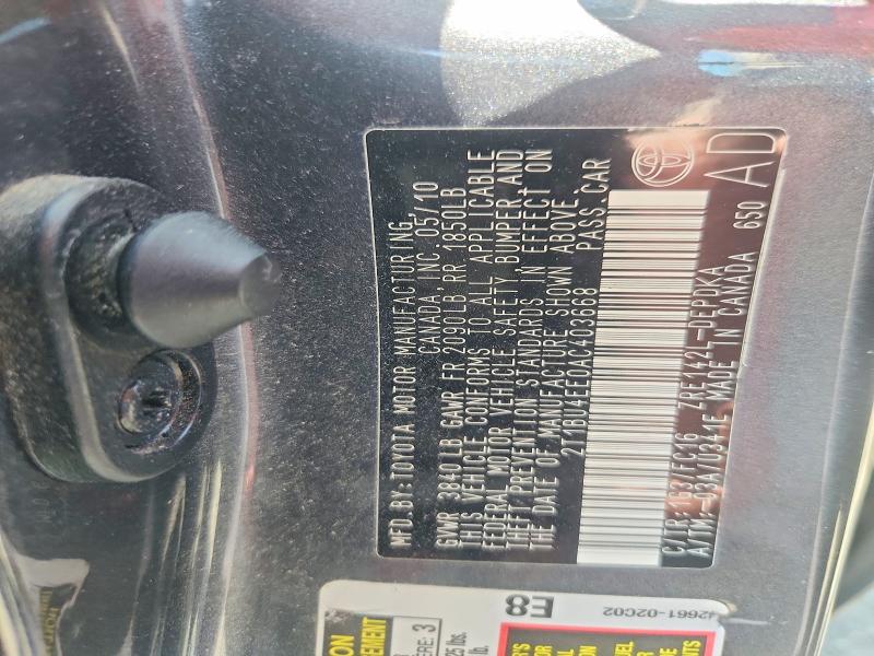 Aukcja sprzedaży 2010 Toyota Corolla, vin: 2T1BU4EE0AC403668, numer aukcji: 52837796