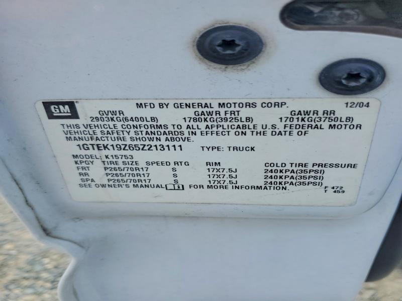 2005 Gmc New Sierra მანქანა იყიდება აუქციონზე, vin: 1GTEK19Z65Z213111, აუქციონის ნომერი: 53568236