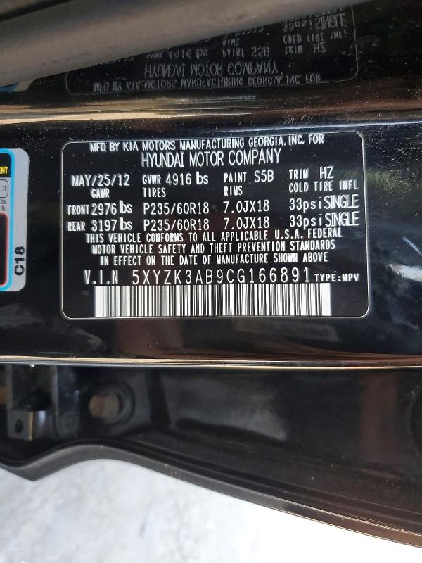 Aukcja sprzedaży 2012 Hyundai Santa Fe, vin: 5XYZK3AB9CG166891, numer aukcji: 53904746