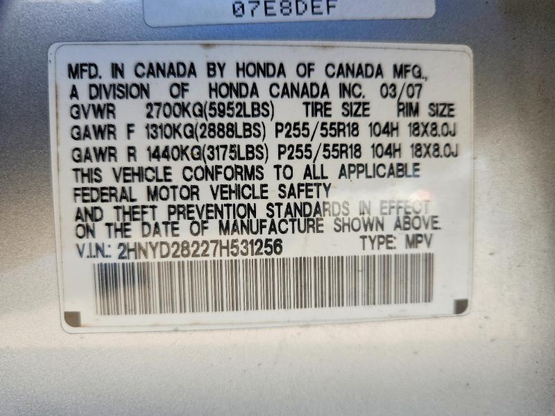 Продаж на аукціоні авто 2007 Acura Mdx, vin: 2HNYD28227H531256, номер лоту: 51363446