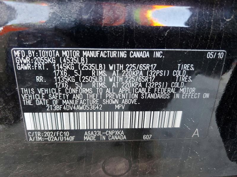 Продажа на аукционе авто 2010 Toyota Rav4, vin: 2T3BF4DV4AW053642, номер лота: 53541556