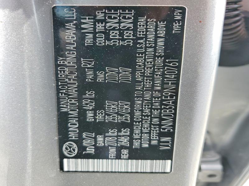 53459466 :رقم المزاد ، 5NMJB3AE9NH140761 vin ، 2022 Hyundai Tucson مزاد بيع