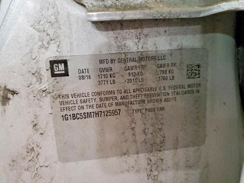Продаж на аукціоні авто 2017 Chevrolet Cruze, vin: 1G1BC5SM7H7125957, номер лоту: 53380406