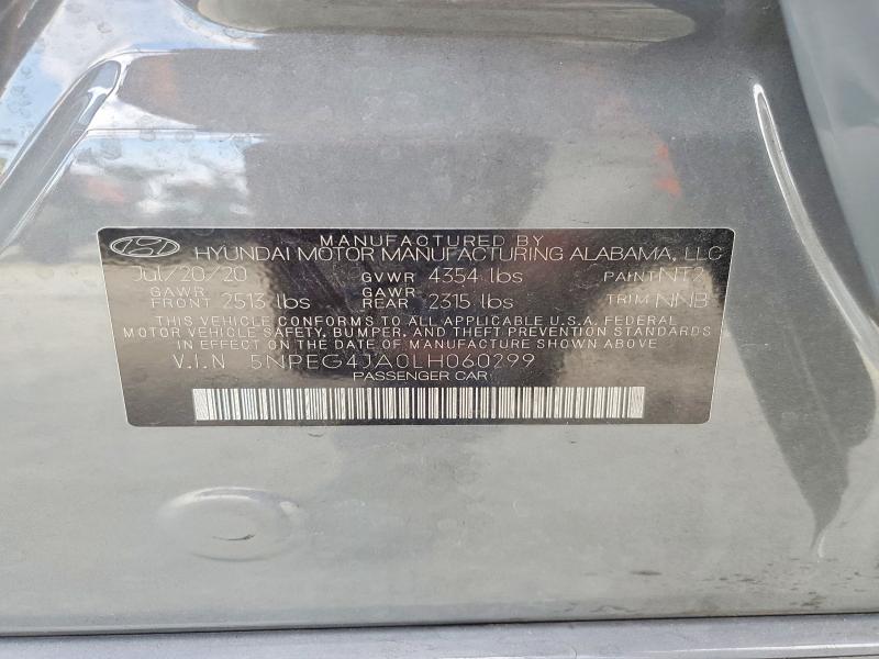 2020 Hyundai Sonata მანქანა იყიდება აუქციონზე, vin: 5NPEG4JA0LH060299, აუქციონის ნომერი: 52492496