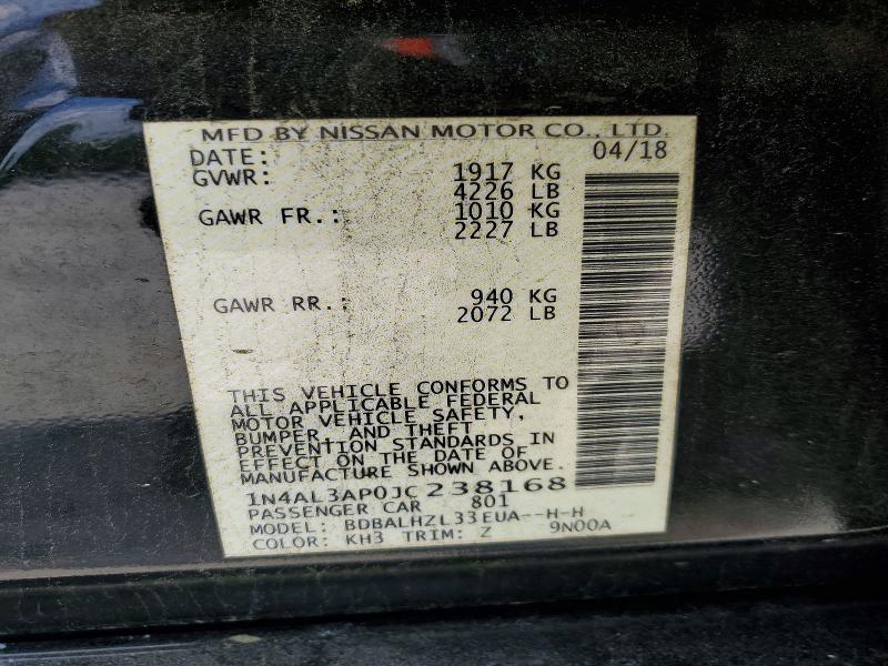 Продаж на аукціоні авто 2018 Nissan Altima, vin: 1N4AL3AP0JC238168, номер лоту: 53541426