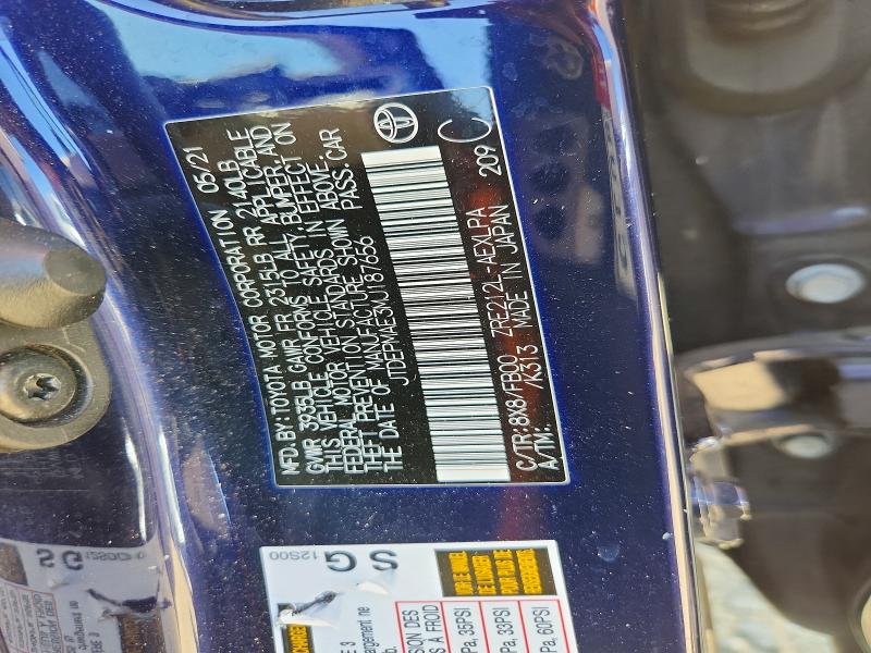 54694906 :رقم المزاد ، JTDEPMAE3MJ187656 vin ، 2021 Toyota Corolla مزاد بيع