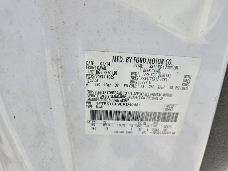 2014 Ford F150 მანქანა იყიდება აუქციონზე, vin: 1FTFX1CF9EKD40481, აუქციონის ნომერი: 53703246