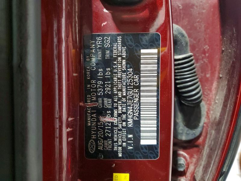 2016 Hyundai Genesis მანქანა იყიდება აუქციონზე, vin: KMHGN4JE7GU125304, აუქციონის ნომერი: 53703266