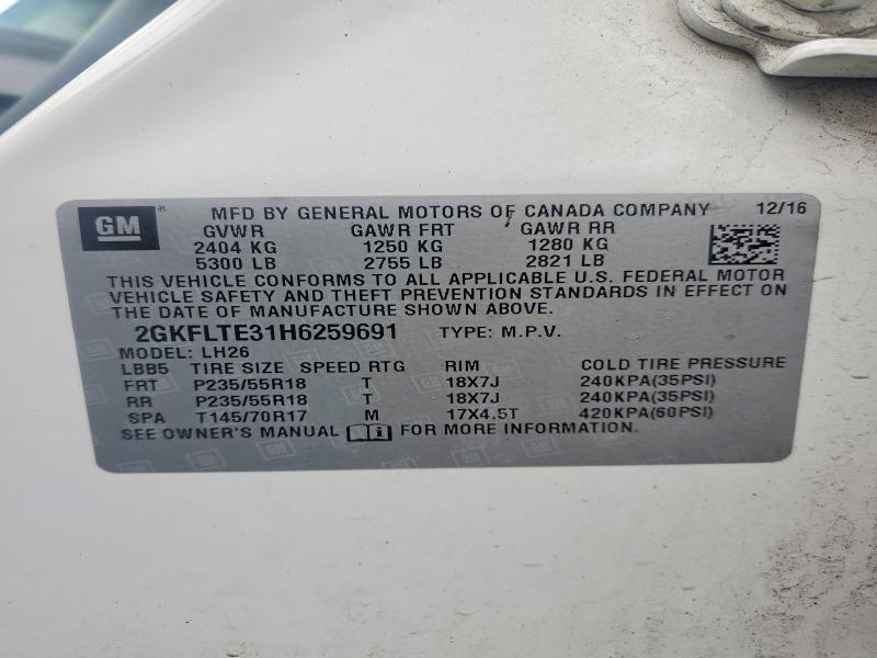 Продаж на аукціоні авто 2017 Gmc Terrain, vin: 2GKFLTE31H6259691, номер лоту: 54694576