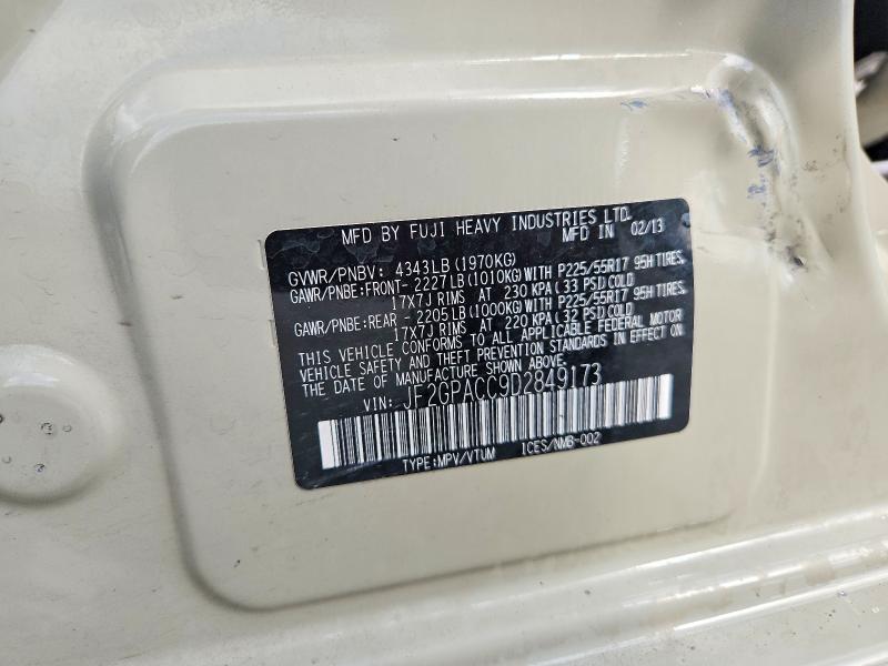 2013 Subaru Xv Crosstrek მანქანა იყიდება აუქციონზე, vin: JF2GPACC9D2849173, აუქციონის ნომერი: 55357316