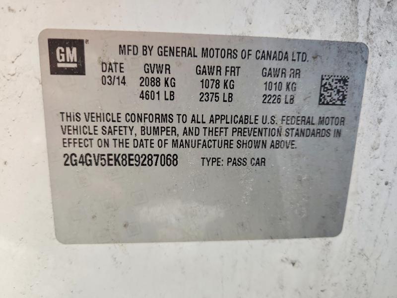 Продаж на аукціоні авто 2014 Buick Regal, vin: 2G4GV5EK8E9287068, номер лоту: 54408816