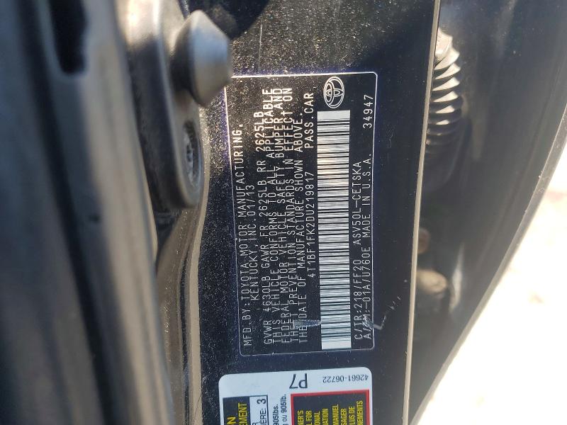 2013 Toyota Camry მანქანა იყიდება აუქციონზე, vin: 4T1BF1FK2DU219817, აუქციონის ნომერი: 52923256