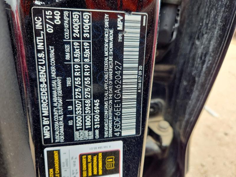 53935376 :رقم المزاد ، 4JGDF6EE1GA620427 vin ، 2016 Mercedes-benz Gl مزاد بيع