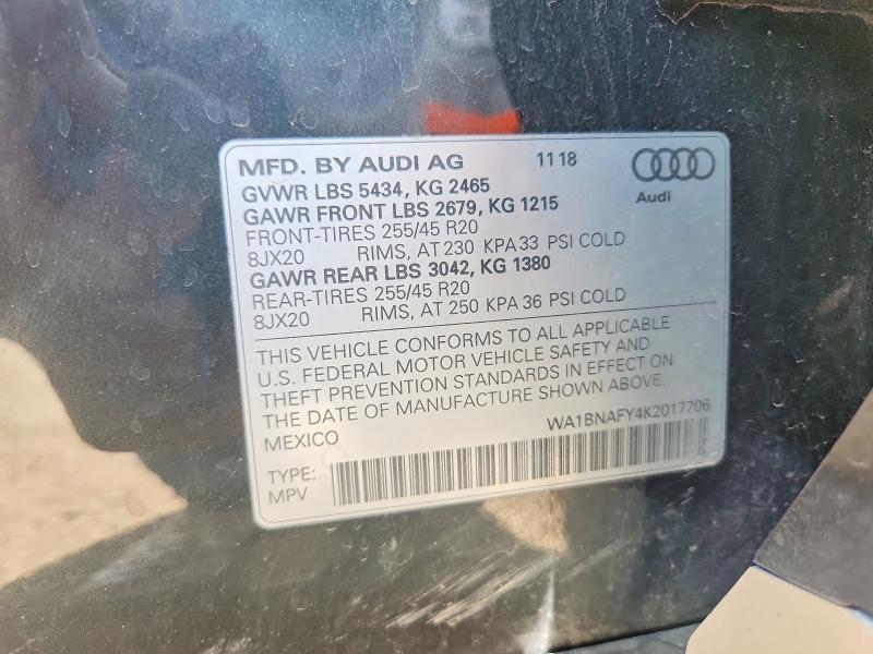 Продажа на аукционе авто 2019 Audi Q5, vin: WA1BNAFY4K2017706, номер лота: 54180036