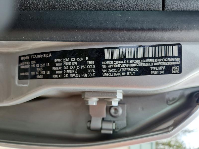 52267866 :رقم المزاد ، ZACCJBAT5FPB49036 vin ، 2015 Jeep Renegade مزاد بيع