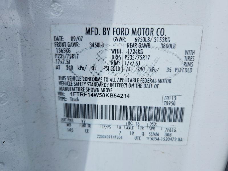Продаж на аукціоні авто 2008 Ford F150, vin: 1FTRF14W58KB54214, номер лоту: 55808226